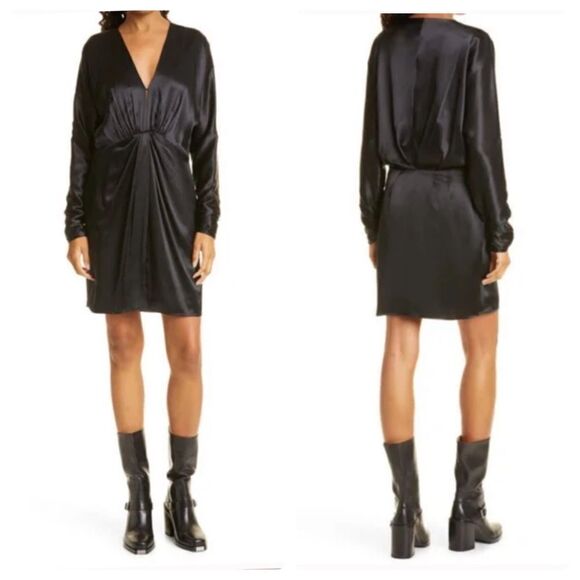 rag & bone Black Eloise Mini Dress Size 10 NWT - Picture 1 of 16